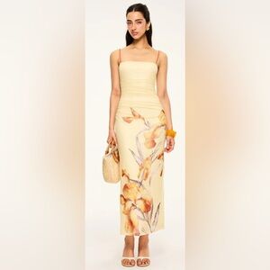 NWT Commense Floral Print Ruched Maxi Dress